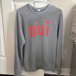 Clare V.  Gray Sweatshirt with Red 'Oui' Print
